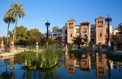plaza de america in park maria luisa in sevilla in morning light