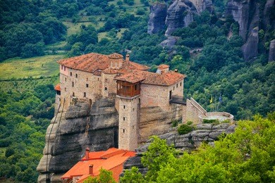 roussanou monastery at meteora monasteries in trikala region, greece.