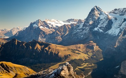view of swiss alps from schilthorn in switzerland