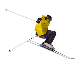 skier jumping, isolated