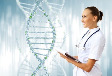 image of dna strand against colour background