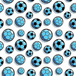 vector seamless pattern with blue soccer balls