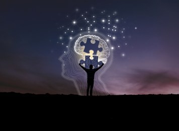 creative idea.concept of idea and innovation / creative idea for memory loss, dementia, alzheimer's disease and mental health concept.