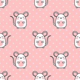 mouse pattern, cute cartoon mice seamless pattern background, vector illustration
