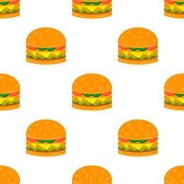 seamless pattern with hamburgers on white background