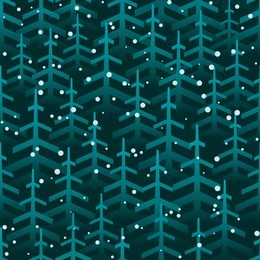  christmas trees and snow seamless pattern. seamless pattern with night winter forest. winter forest background. night forest pattern. mysterious forest. christmas night seamless pattern.