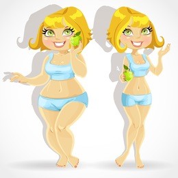 girl thick to a diet and sports activities and thin after