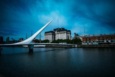 buenos aires puerto madero puente de la mujer bridge of woman argentina city cloudy blue sky 