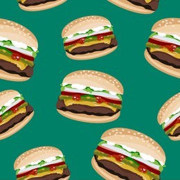 hamburger seamless pattern. fast food seamless pattern