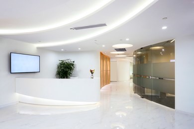 company reception desk, space indoor photography