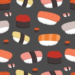 seamless pattern of sushi.japanese food.vector illustration.