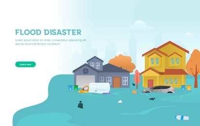 flood disaster in urban city vector illustration concept,  
can use for, landing page, template, ui, web, mobile app, poster, banner, flyer