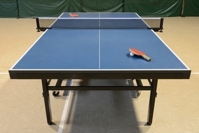 table tennis in an empty gym
