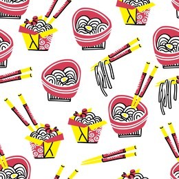 asian food vector seamless pattern. noodles concept