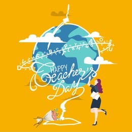 creative abstract, banner or poster for happy teacher's day with nice and creative design illustration.