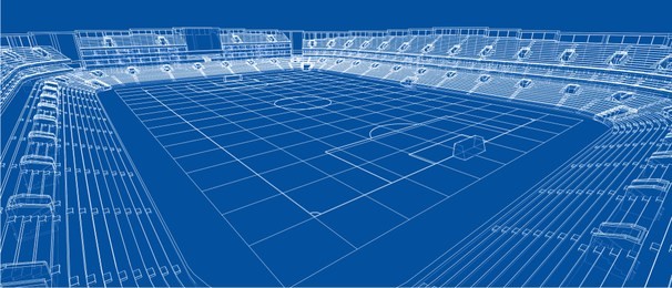 sketch of football stadium. vector rendering of 3d. wire-frame style