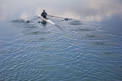 single scull rowing competitor, rowing race one rower
