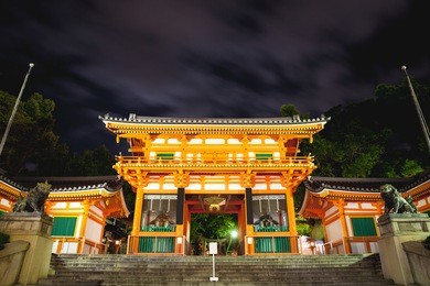 yasaka shrine, also known as gion shrine, is famous for its gion matsuri, one of japan's largest festivals