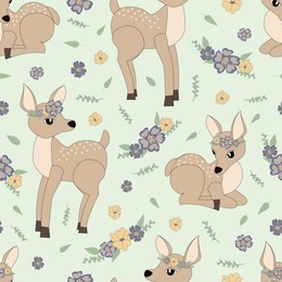baby dear fawn cute seamless pattern vector art kids