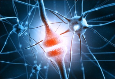 neuron cells sending electrical chemical signals. 3d illustration 	