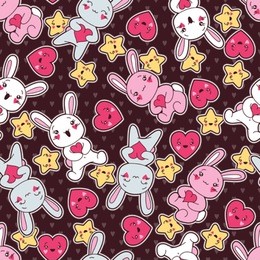 seamless kawaii child pattern with cute doodles.
