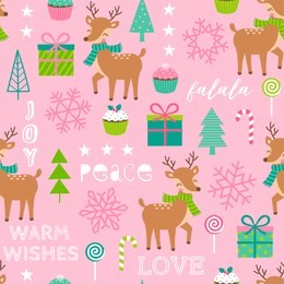 seamless of cute reindeer and decorative elements for christmas and new year background
