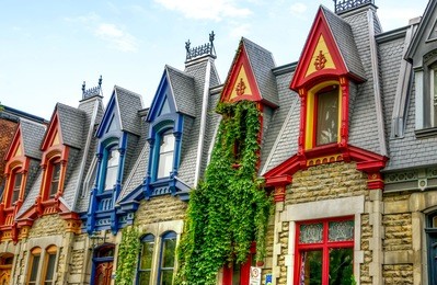 part of victorian houses seen from the west side with the color of the roof in montreal, hdr image