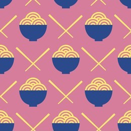 noodles and chopsticks vector seamless pattern. asian food illustration
