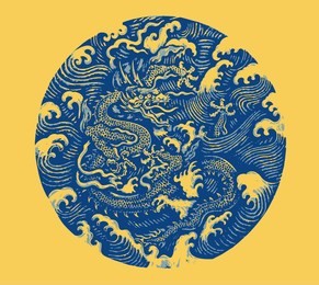 ancient chinese dragon pattern in golden background