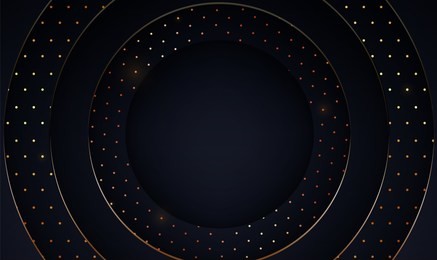 3d innershadow papercut abstract background design, luxiry gold glitter sparkles . dark blue black texture with shine golden circles layout. marble style vector illustration. eps 10. 