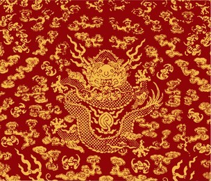 pattern of ancient dragon with clouds and symbol of emperor