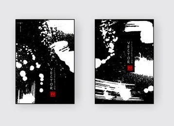 black ink brush stroke on white background. japanese style. vector illustration of grunge stains