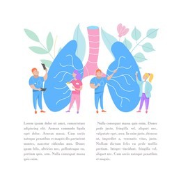 human lungs. miniature doctors study and treat large human lungs. vector concept of medical pulmonological care.