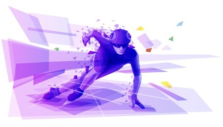 short track skater runs on the rink