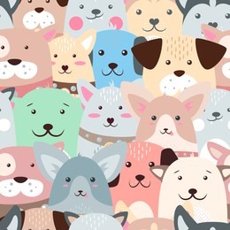 animals, dog - cute, funny pattern. hand draw