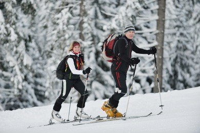 happy  ski people at mountaint  on winter have fun on snow sports