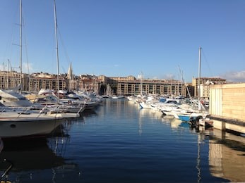 the city of marseille seen from the old fishing port