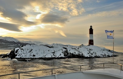 ushuaia, province of tierra de fuego (argentina), navigation for the bridges islands; les eclaireurs lighthouse (lighthouse of the end of the world)