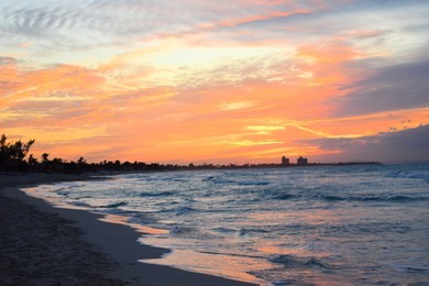 romantic sunset on the beach