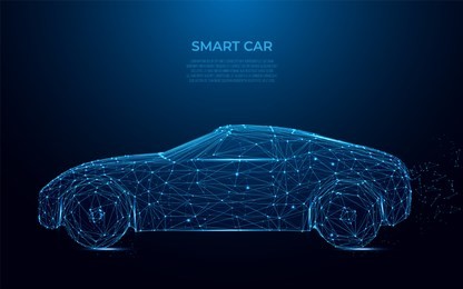 	
smart car. abstract image of a smart car in the form of a starry sky or space, consisting of points, lines. cars vector wireframe concept. modern abstract polygon vector design