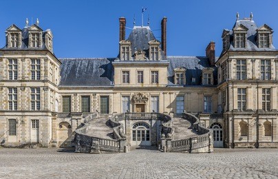 beautiful medieval landmark - royal hunting castle fontainbleau. palace of fontainebleau - one of largest royal chateaux in france (55 km from paris), unesco world heritage site.