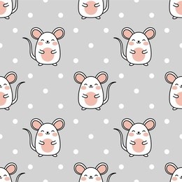 mouse pattern, cute cartoon mice seamless pattern background, vector illustration