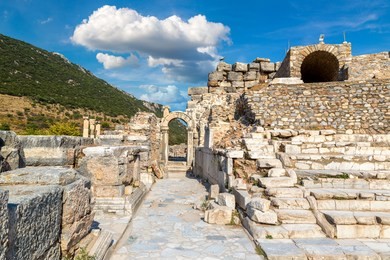 odeon - small theater in ancient city ephesus, turkey in a beautiful summer day