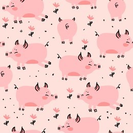 seamless pattern with pig, vector textile fabric print vector illustration