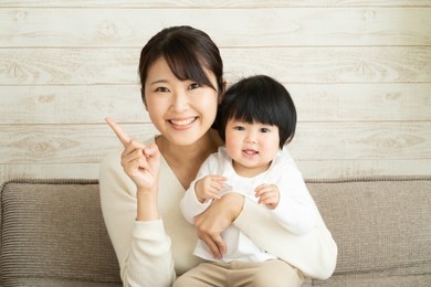 asian  mother and baby