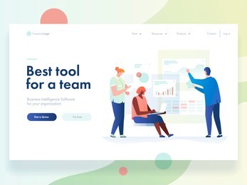 people interacting with charts and analysing statistics. vector data visualisation concept. vector illustration