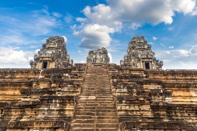 ta keo temple ruins is khmer ancient temple in complex angkor wat in siem reap, cambodia in a summer day