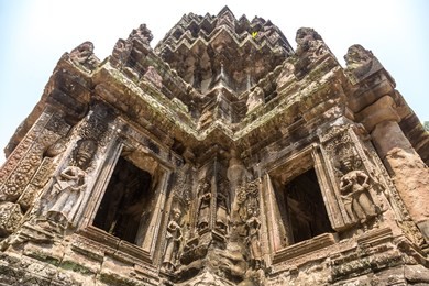 chau say tevoda temple ruins is khmer ancient temple in complex angkor wat in siem reap, cambodia in a summer day