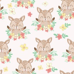 children's print. hand drawn cute deer pattern, print design background, children print textile design.