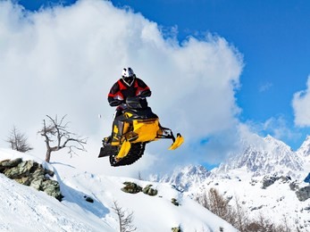 
soaring with snowmobile